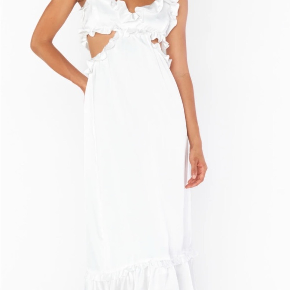 Show me your mumu Lane Midi Dress. Size L Ivory satin. New with tags - Picture 3 of 4